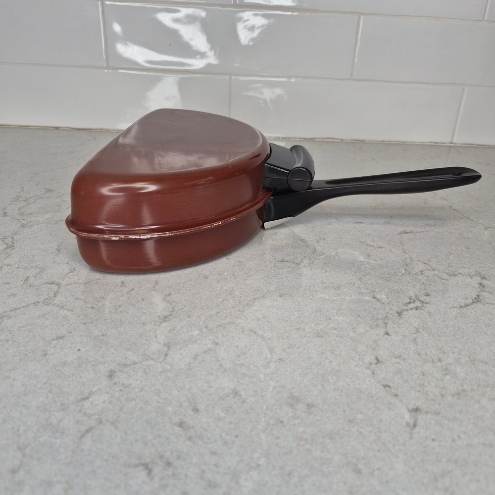 Vintage Kitchen Pride Mirro Folding Omelet Pan Brown Aluminum Double Sided USA